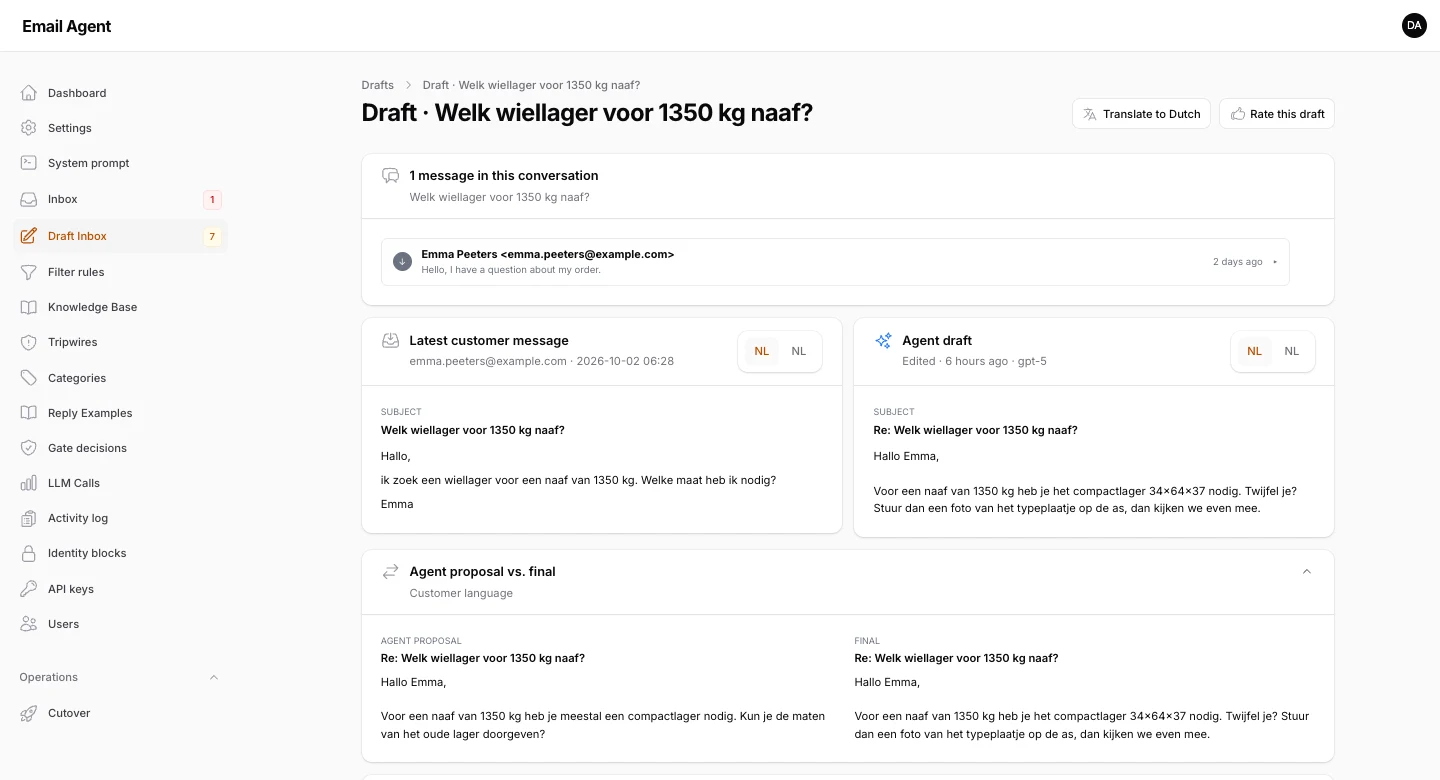 What the agent wrote. What actually went out.